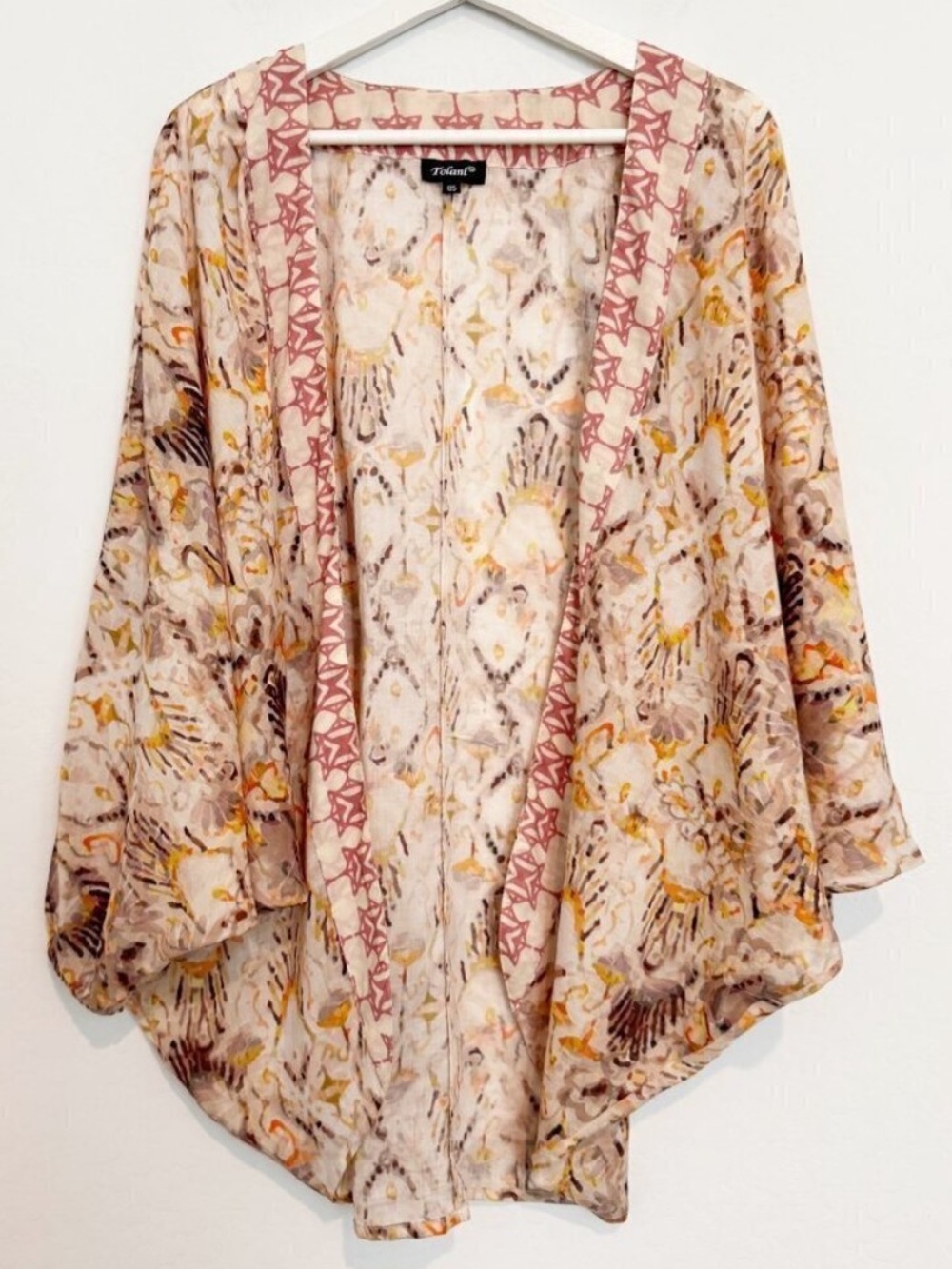 Tolani Sahara Wrap Open Front Boho Lightweight Kimono Cardigan Casual One Size